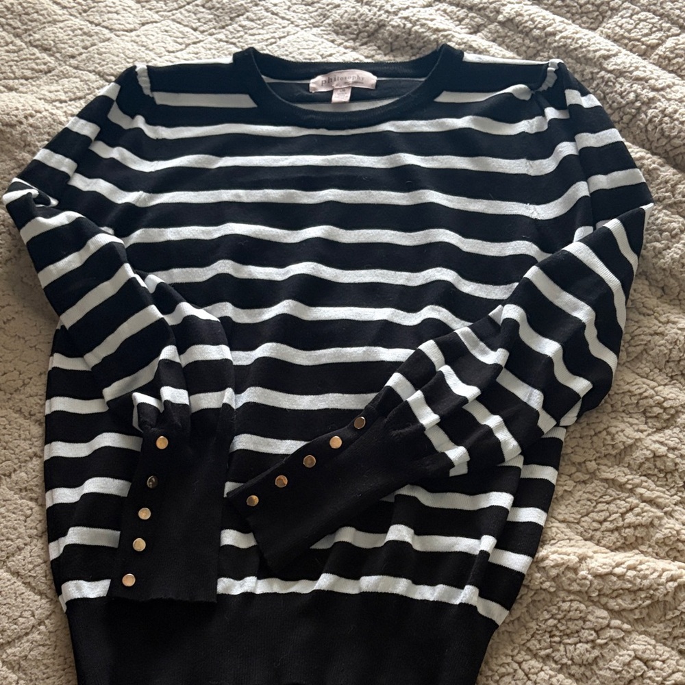 Philosophy Black and White Striped Sweater
